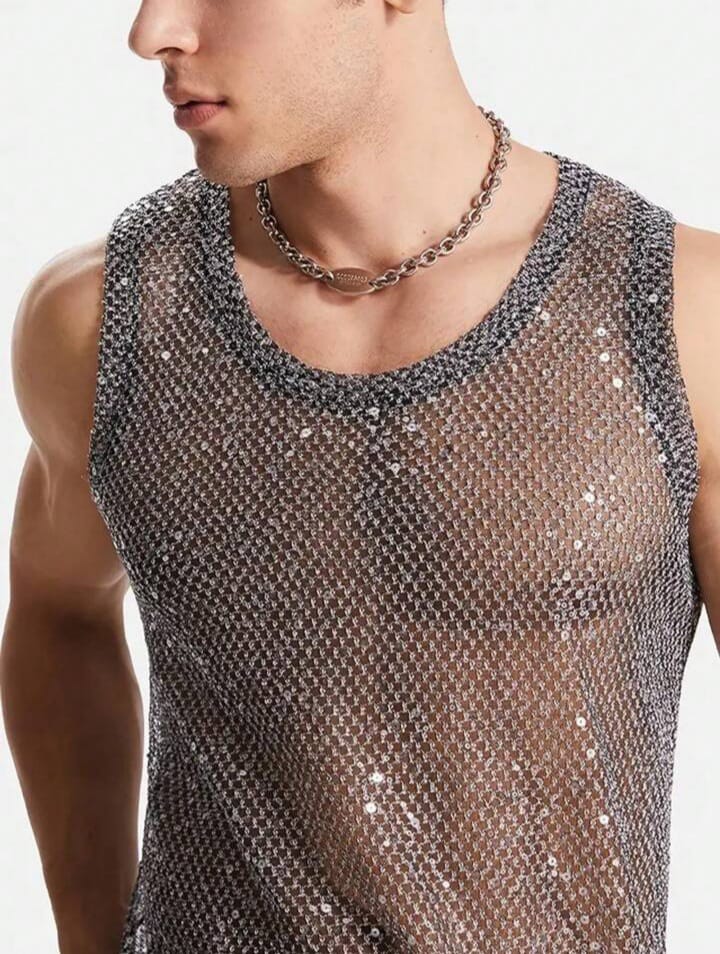 Bonga Boys men's sequin mesh tank top